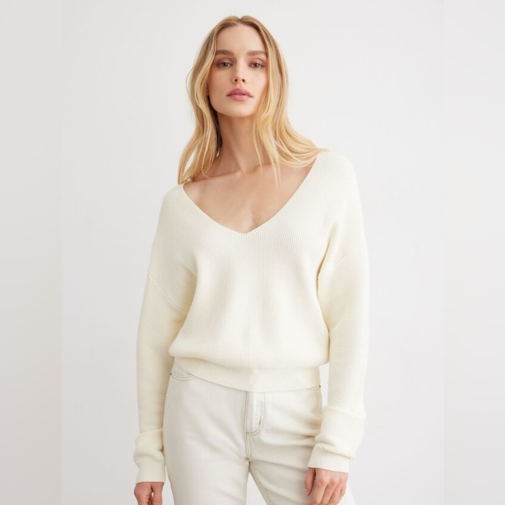 Dynamite Luca Ribbed Sweater in Marshmallow White